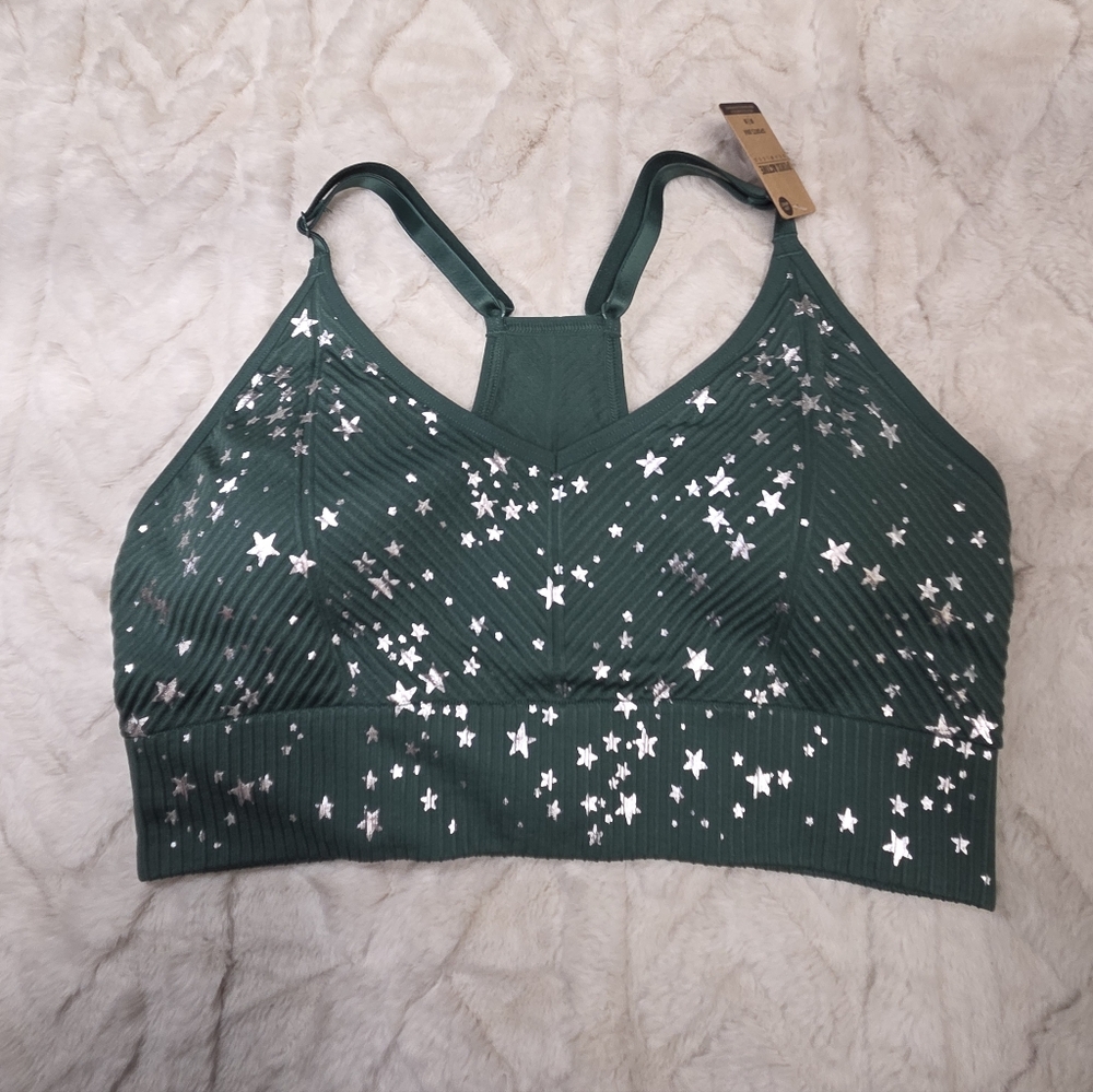 Victoria SECRET Green Star Patterned-sports bra Size Medium